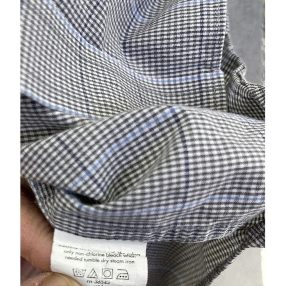 Michael Kors Men's Button Down Shirt Long Sleeve Size 16 1/2 Micro Check Cotton - Picture 5 of 12